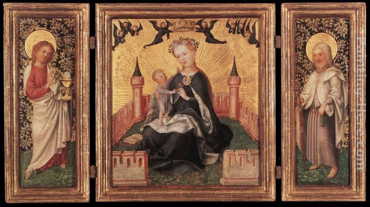 Triptych with the Virgin and Child in an Enclosed garden painting - Stefan Lochner Triptych with the Virgin and Child in an Enclosed garden art painting